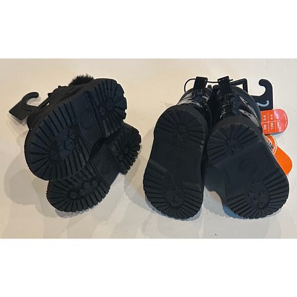 2 Pr Of Wonder Nation Baby Girls Toddler Boots Size 2 Shoes, Black, Cat, Chelsea - Picture 2 of 5